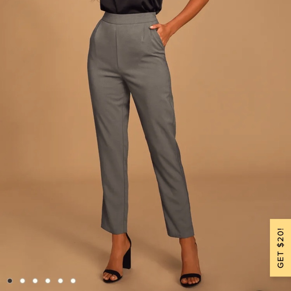 Lulus Kick It Grey Highwaisted Trouser Pants